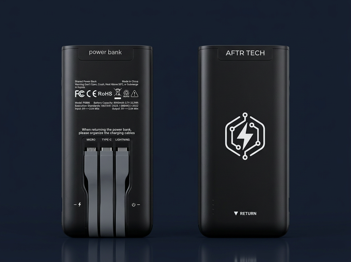 AFTR Brand power banks with integrated charging cables